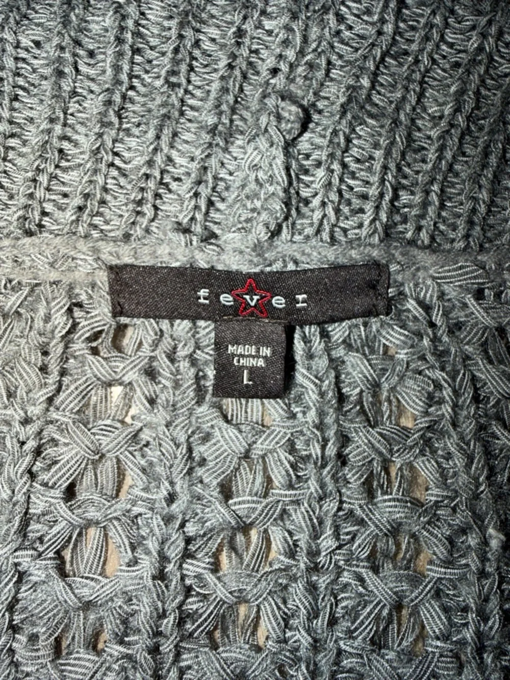 Fever Gray Women’s Crochet Knit Longline Drape Cardigan - Picture 6 of 7